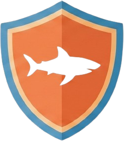 Shark inside shield security icon