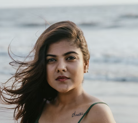 Woman portrait beach ocean background